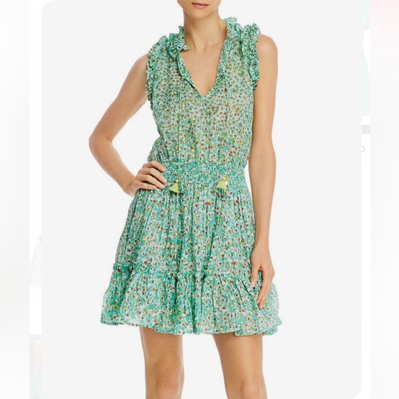 Poupette St Barth Triny Mini Green Floral Dress Large - Picture 2 of 12